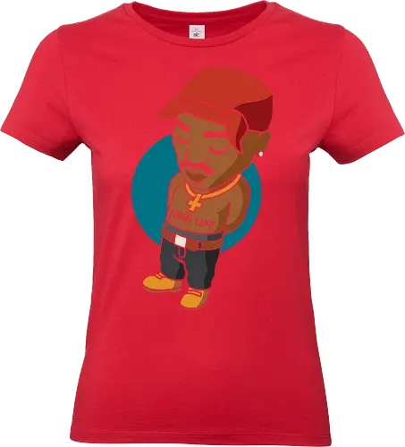 Chibi 2Pac - t-shirt design, art print, pop culture, 90s music, old school hip-hop, Shakur, iconic, geek art, 2Pac, Tupac Shakur, hip-hop, rap, chibi, Thug Life, music legend, fan art - Standard T-Shirt (Women)