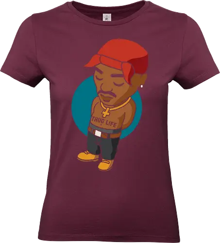 Chibi 2Pac - t-shirt design, art print, pop culture, 90s music, old school hip-hop, Shakur, iconic, geek art, 2Pac, Tupac Shakur, hip-hop, rap, chibi, Thug Life, music legend, fan art - Standard T-Shirt (Women)