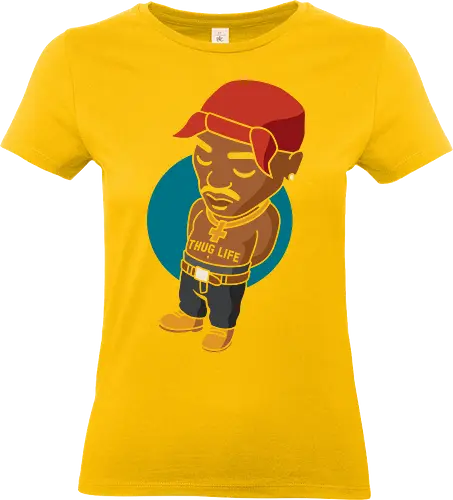 Chibi 2Pac - t-shirt design, art print, pop culture, 90s music, old school hip-hop, Shakur, iconic, geek art, 2Pac, Tupac Shakur, hip-hop, rap, chibi, Thug Life, music legend, fan art - Standard T-Shirt (Women)
