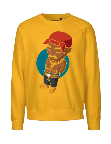 Chibi 2Pac - t-shirt design, art print, pop culture, 90s music, old school hip-hop, Shakur, iconic, geek art, 2Pac, Tupac Shakur, hip-hop, rap, chibi, Thug Life, music legend, fan art - Fairtrade Sweatshirt