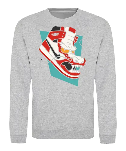 Sneaker Dragon - Sneaker, dragon, streetwear, urban art, Asian art, mythology, graphic design, fan art, t-shirt design, art print, Japanese folklore, mythical creature, cool, unique, sneakerhead, geek art - Sweatshirt