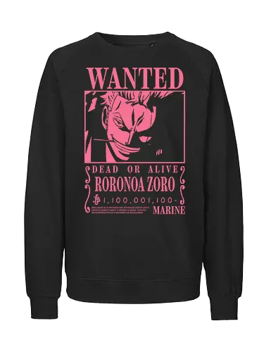 Wanted - zoro wanted, zoro, anime, haki, santoryu, samurai, katana, roronoa zoro, luffy anime, one piece anime, manga, haki, yonko, pirate hunter, wano, japanese - Fairtrade Sweatshirt