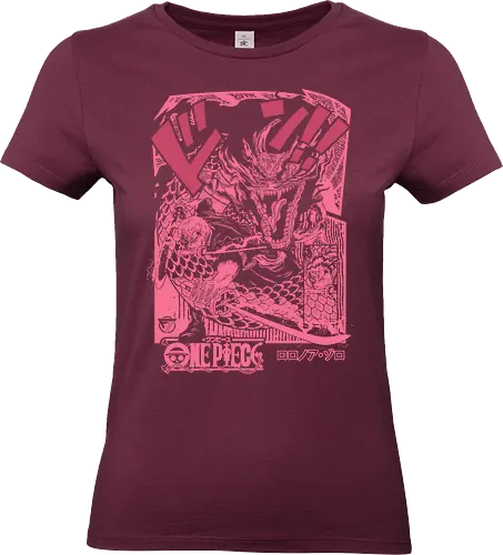 Dragon Fight - pirate hunter, wano, japanese, haki, santoryu, samurai, katana, dragon, zoro, roronoa zoro, luffy anime, one piece anime, anime, manga, haki, kaido, yonko - Standard T-Shirt (Women)