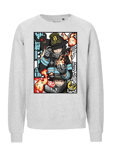  Adolla's Flame - Fire Force, Shinra Kusakabe, anime, manga, Adolla, firefighter, Fire Force Company 8, fan art, t-shirt design, art print, Japanese anime, fire, geek art, devil's footprint, Enen no Shouboutai, Atsushi Ōkubo, cool anime art - Fairtrade Sweatshirt