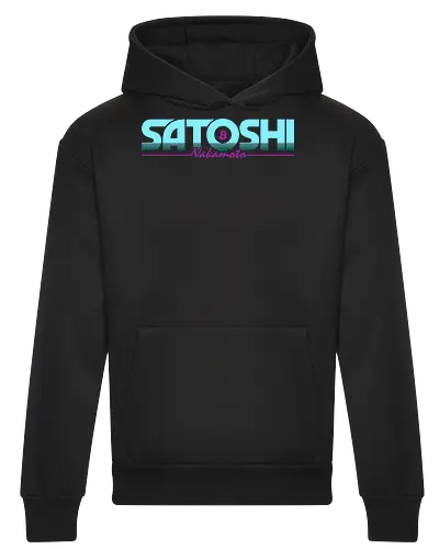 Satoshi Nakamoto in Retro 80s Style for Bitcoin Fans 