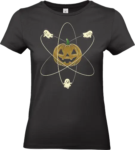 Nuclear Halloween - halloween, pumpkin, science, atom, atomic, nerd, ghost - Standard T-Shirt (Women)