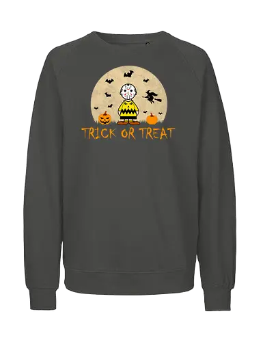 Trick Or Treat Halloween Comics Art  - halloween, peanuts, cartoon, pop culture, nerd, humor, parody, funnytee, joke, geek, funny slogan, funny quote, mashup, comics - Fairtrade Sweatshirt