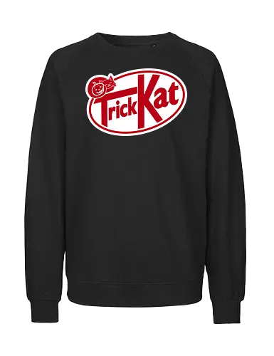 Trick Kat Halloween Parody  - halloween, candy, cat, cat lover, chocolate, cosplay, funny, geek, humor, mashup, nerd, october vibes, parody, pun, spooky cat - Fairtrade Sweatshirt