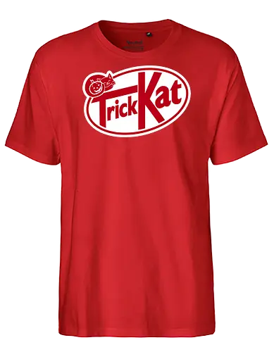 Trick Kat Halloween Parody  - halloween, candy, cat, cat lover, chocolate, cosplay, funny, geek, humor, mashup, nerd, october vibes, parody, pun, spooky cat - Fairtrade T-Shirt
