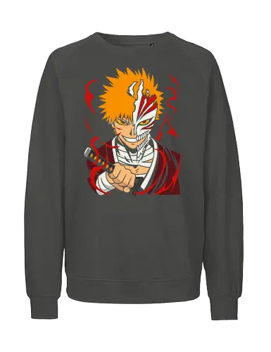  Vasto Lorde's Fury - Ichigo Kurosaki, Bleach, Hollow mask, Vasto Lorde, anime, manga, fan art, t-shirt design, art print, Shonen, Zanpakutō, Shinigami, cool anime art, geek art, Tite Kubo, transformation, inner hollow - Fairtrade Sweatshirt