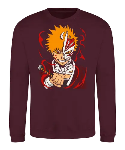  Vasto Lorde's Fury - Ichigo Kurosaki, Bleach, Hollow mask, Vasto Lorde, anime, manga, fan art, t-shirt design, art print, Shonen, Zanpakutō, Shinigami, cool anime art, geek art, Tite Kubo, transformation, inner hollow - Sweatshirt