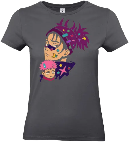 Kawaii Satoru and Sukuna - Satoru Gojo, Sukuna, Jujutsu, JJK, anime, manga, kawaii, cute, Harajuku, pop culture, art print, purple, stickers, chibi, funny anime, geek art, fan art, t-shirt design - Standard T-Shirt (Women)