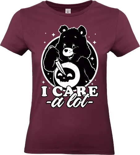 Cute Death Bear - retro, vintage, animation, bear, irony, sarcasm, cute, skull, knife, dark humor, death, killer, serial killer, stars, spooky, scary, halloween, tv show, classic tv show, classic - Standard T-Shirt (Women)