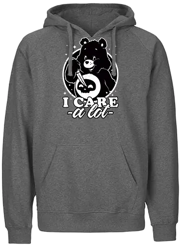 Cute Death Bear - retro, vintage, animation, bear, irony, sarcasm, cute, skull, knife, dark humor, death, killer, serial killer, stars, spooky, scary, halloween, tv show, classic tv show, classic - Fairtrade Hoodie