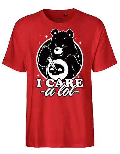 Cute Death Bear - retro, vintage, animation, bear, irony, sarcasm, cute, skull, knife, dark humor, death, killer, serial killer, stars, spooky, scary, halloween, tv show, classic tv show, classic - Fairtrade T-Shirt