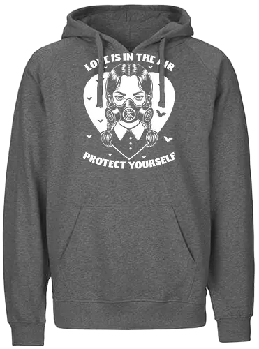 Goth Love Girl - valentines, Halloween, Gothic, Goth, Gothic Horror, Gothic Romance, Horror, Classic Horror, Horror Comedy, Dark Fantasy, Fantasy, Spooky, Creepy, irony, sarcasm, bat - Fairtrade Hoodie