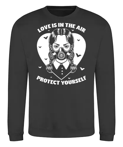 Goth Love Girl - valentines, Halloween, Gothic, Goth, Gothic Horror, Gothic Romance, Horror, Classic Horror, Horror Comedy, Dark Fantasy, Fantasy, Spooky, Creepy, irony, sarcasm, bat - Sweatshirt