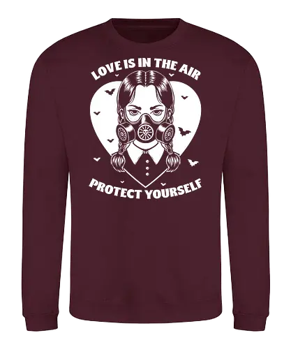 Goth Love Girl - valentines, Halloween, Gothic, Goth, Gothic Horror, Gothic Romance, Horror, Classic Horror, Horror Comedy, Dark Fantasy, Fantasy, Spooky, Creepy, irony, sarcasm, bat - Sweatshirt