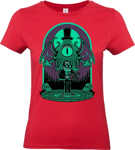 Lovecraft Ritual Falls - Lovecraft, Funny, pentagram, witchcraft, occultism, mythos, cthulhu, Ritual, horror, animation, Forest, Cult, Dark Magic, magical - Standard T-Shirt (Women)