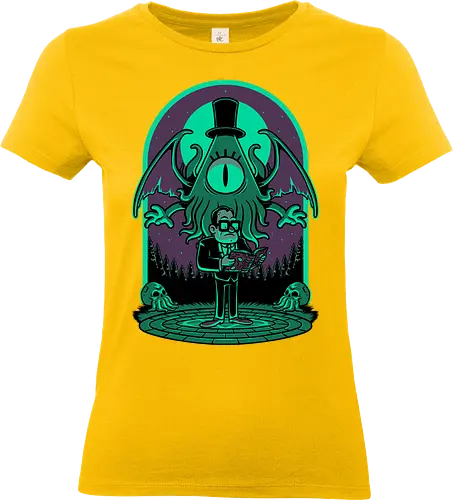 Lovecraft Ritual Falls - Lovecraft, Funny, pentagram, witchcraft, occultism, mythos, cthulhu, Ritual, horror, animation, Forest, Cult, Dark Magic, magical - Standard T-Shirt (Women)