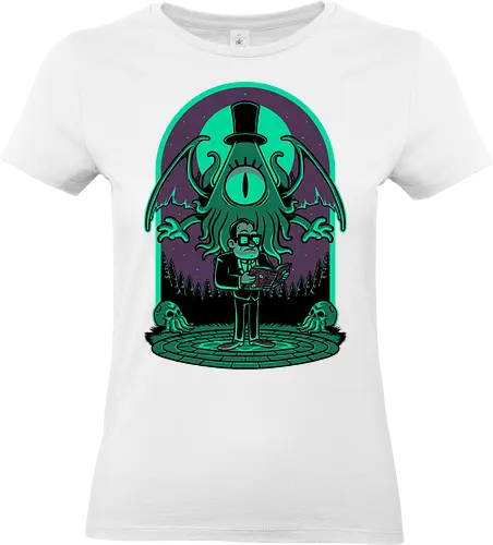 Lovecraft Ritual Falls - Lovecraft, Funny, pentagram, witchcraft, occultism, mythos, cthulhu, Ritual, horror, animation, Forest, Cult, Dark Magic, magical - Standard T-Shirt (Women)