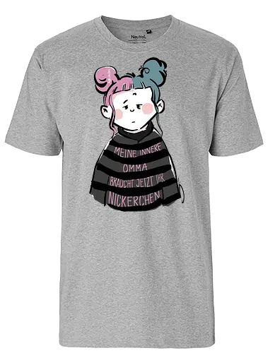 Meine innere Omma - Ringelpullisprüche, Ringeldinger, streifenweise, Spruch, Weisheit, Motivation, Ringelpulli, SprücheShirt, Cartoon, Illustration, Statement, Handgezeichnet, Humor, Selbstironie, Streifenpulli, InneresKind, Innere Omma, Spruchshirt, deutsch - Fairtrade T-Shirt
