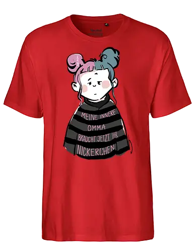 Meine innere Omma - Ringelpullisprüche, Ringeldinger, streifenweise, Spruch, Weisheit, Motivation, Ringelpulli, SprücheShirt, Cartoon, Illustration, Statement, Handgezeichnet, Humor, Selbstironie, Streifenpulli, InneresKind, Innere Omma, Spruchshirt, deutsch - Fairtrade T-Shirt