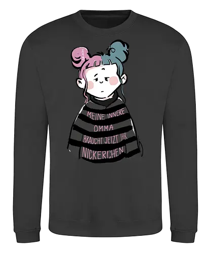 Meine innere Omma - Ringelpullisprüche, Ringeldinger, streifenweise, Spruch, Weisheit, Motivation, Ringelpulli, SprücheShirt, Cartoon, Illustration, Statement, Handgezeichnet, Humor, Selbstironie, Streifenpulli, InneresKind, Innere Omma, Spruchshirt, deutsch - Sweatshirt