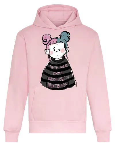 Meine innere Omma - Ringelpullisprüche, Ringeldinger, streifenweise, Spruch, Weisheit, Motivation, Ringelpulli, SprücheShirt, Cartoon, Illustration, Statement, Handgezeichnet, Humor, Selbstironie, Streifenpulli, InneresKind, Innere Omma, Spruchshirt, deutsch - Heavyweight Hoodie