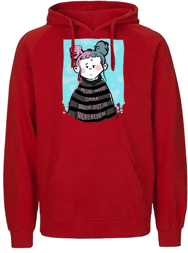 Meine innere Omma  - Ringelpullisprüche, Ringeldinger, streifenweise, Spruch, Weisheit, Motivation, Ringelpulli, SprücheShirt, Cartoon Illustration, Statement, InneresKind, InnereOmma, Handgezeichnet, Humor, Selbstironie, Streifenpulli, Spruchshirt, deutsch - Fairtrade Hoodie