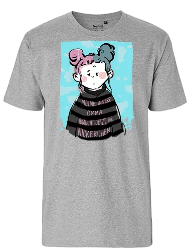 Meine innere Omma  - Ringelpullisprüche, Ringeldinger, streifenweise, Spruch, Weisheit, Motivation, Ringelpulli, SprücheShirt, Cartoon Illustration, Statement, InneresKind, InnereOmma, Handgezeichnet, Humor, Selbstironie, Streifenpulli, Spruchshirt, deutsch - Fairtrade T-Shirt