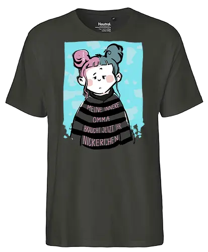 Meine innere Omma  - Ringelpullisprüche, Ringeldinger, streifenweise, Spruch, Weisheit, Motivation, Ringelpulli, SprücheShirt, Cartoon Illustration, Statement, InneresKind, InnereOmma, Handgezeichnet, Humor, Selbstironie, Streifenpulli, Spruchshirt, deutsch - Fairtrade T-Shirt