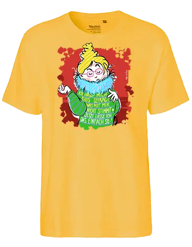 Jetzt lasse ich das einfach so! - Ringelpullisprüche, Ringeldinger, streifenweise, Spruch, Weisheit, Motivation, Ringelpulli, SprücheShirt, Cartoon Illustration, Statement, Handgezeichnet, Humor, Selbstironie, Streifenpulli, Spruchshirt, deutsch - Fairtrade T-Shirt