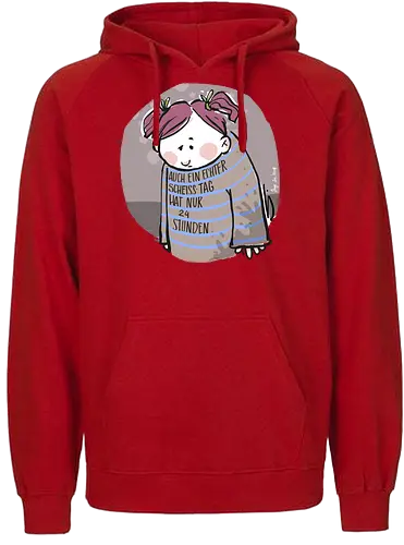 Auch ein echter Scheiss Tag hat nur 24 Stunden - Ringelpullisprüche, Frust, Ringeldinger, streifenweise, Spruch, Weisheit, Motivation, Ringelpulli, SprücheShirt, Cartoon Illustration, Statement, Handgezeichnet, Humor, Selbstironie, Streifenpulli, Spruchshirt, deutsch - Fairtrade Hoodie