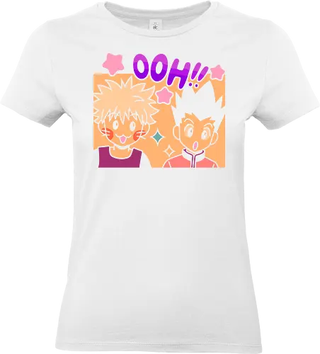 Gon and Killua's Happy Ooh! - Gon Freecss, Killua Zoldyck, Hunter x Hunter, HxH, anime, manga, cute, kawaii, chibi, fan art, t-shirt design, art print, friendship, geek art, nostalgic, shonen, anime boys - Standard T-Shirt (Women)
