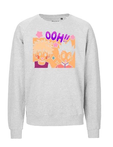 Gon and Killua's Happy Ooh! - Gon Freecss, Killua Zoldyck, Hunter x Hunter, HxH, anime, manga, cute, kawaii, chibi, fan art, t-shirt design, art print, friendship, geek art, nostalgic, shonen, anime boys - Fairtrade Sweatshirt