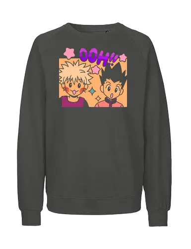 Gon and Killua's Happy Ooh! - Gon Freecss, Killua Zoldyck, Hunter x Hunter, HxH, anime, manga, cute, kawaii, chibi, fan art, t-shirt design, art print, friendship, geek art, nostalgic, shonen, anime boys - Fairtrade Sweatshirt