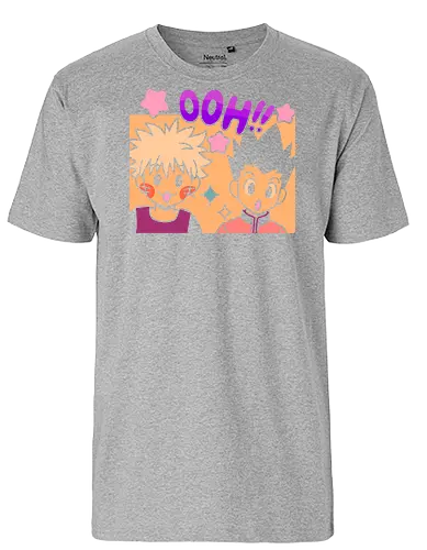Gon and Killua's Happy Ooh! - Gon Freecss, Killua Zoldyck, Hunter x Hunter, HxH, anime, manga, cute, kawaii, chibi, fan art, t-shirt design, art print, friendship, geek art, nostalgic, shonen, anime boys - Fairtrade T-Shirt