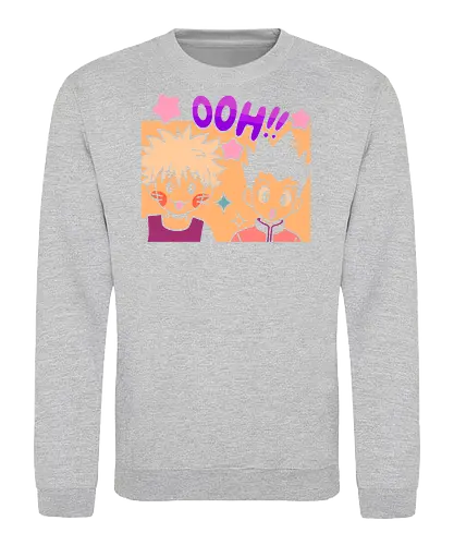 Gon and Killua's Happy Ooh! - Gon Freecss, Killua Zoldyck, Hunter x Hunter, HxH, anime, manga, cute, kawaii, chibi, fan art, t-shirt design, art print, friendship, geek art, nostalgic, shonen, anime boys - Sweatshirt