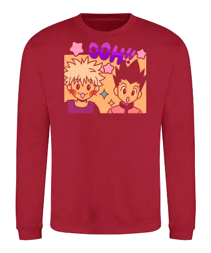 Gon and Killua's Happy Ooh! - Gon Freecss, Killua Zoldyck, Hunter x Hunter, HxH, anime, manga, cute, kawaii, chibi, fan art, t-shirt design, art print, friendship, geek art, nostalgic, shonen, anime boys - Sweatshirt