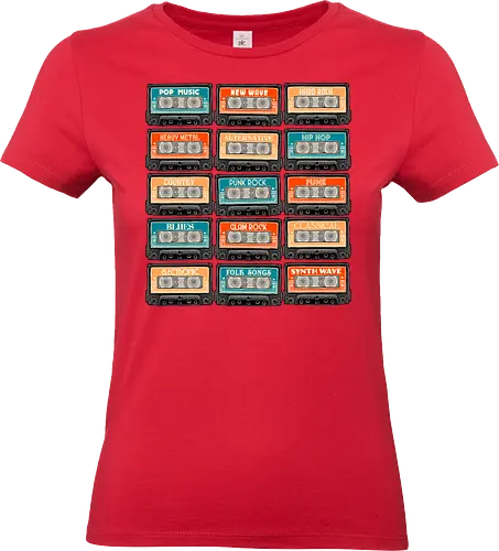 Genres of Music - Music, retro, classic, vintage, tapes, genre, pop, rock, alternative - Standard T-Shirt (Women)
