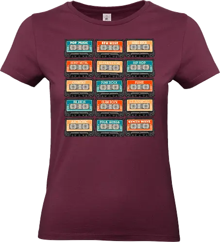 Genres of Music - Music, retro, classic, vintage, tapes, genre, pop, rock, alternative - Standard T-Shirt (Women)