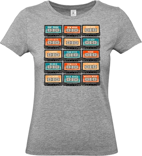 Genres of Music - Music, retro, classic, vintage, tapes, genre, pop, rock, alternative - Standard T-Shirt (Women)