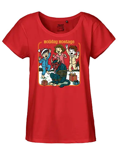 Holiday Hostage  - holiday hostage, retro Christmas, vintage Christmas, retro holiday, holly jolly, merry Christmas, Christmas, krampus, festive - Fairtrade Girl Shirt