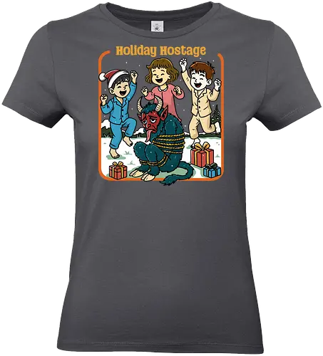 Holiday Hostage  - holiday hostage, retro Christmas, vintage Christmas, retro holiday, holly jolly, merry Christmas, Christmas, krampus, festive - Standard T-Shirt (Women)