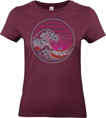 Great Neon Wave Circle - great wave off kanagawa, great wave, the great wave, 1980s, retro, retrowave, vaporware, ocean, waves, japan - Standard T-Shirt (Women)