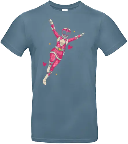 Pink Ranger Power Up - Pink Ranger, Mighty Morphin, 90s nostalgia, retro TV, pop culture, girl power, fan art, t-shirt design, art print, Kimberly Hart, Zordon, superhero, cool, pink and white, Rangers - Standard T-Shirt