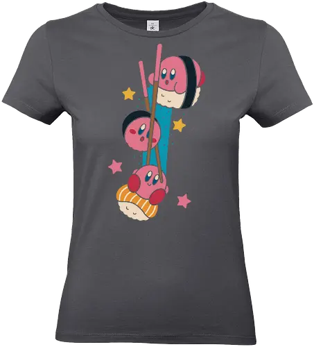 Pink Sushi Stack - Pink, sushi, video game, cute, kawaii, fan art, t-shirt design, art print, food art, Japanese food, pink, gamer gift, geek art, chopsticks, Kirby fan, funny, adorable - Standard T-Shirt (Women)