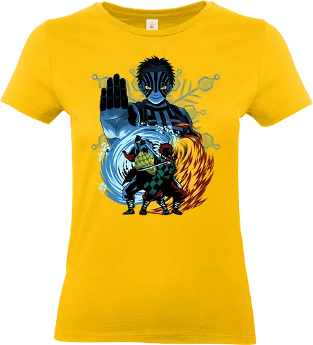 Upper 3 Battle - Slayer, Tanjiro, Giyu, Akaza - Standard T-Shirt (Women)