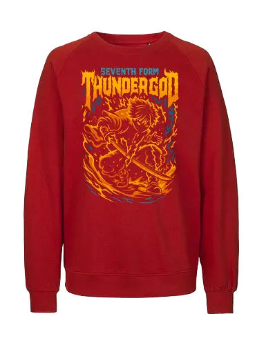 Seventh Form: Thunder God - Zenitsu Agatsuma, Thunder Breathing, Slayer, Kimetsu no Yaiba, anime, manga, Thunder God, Seventh Form, fan art, t-shirt design, art print, lightning, cool anime art, geek art, stylish, KNY, action, dynamic - Fairtrade Sweatshirt